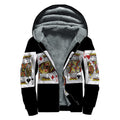 Four Kings Playing Cards Print Sherpa Lined Zip Up Hoodie