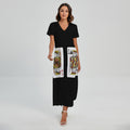 Four Kings Playing Cards Print Short Sleeve Maxi Dress