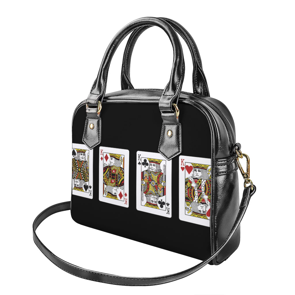Four Kings Playing Cards Print Shoulder Handbag