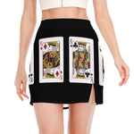 Four Kings Playing Cards Print Side Slit Mini Skirt