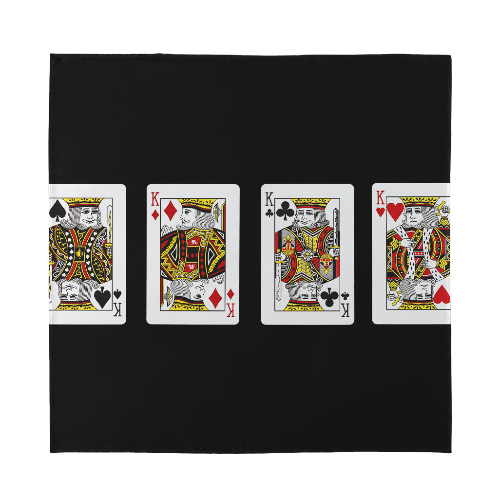 Four Kings Playing Cards Print Silk Bandana