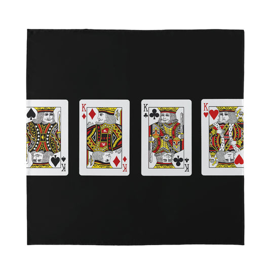 Four Kings Playing Cards Print Silk Bandana