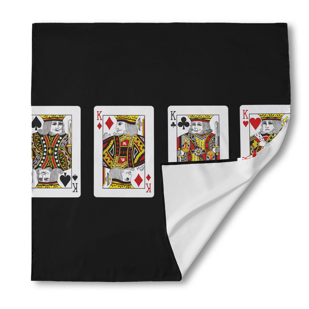 Four Kings Playing Cards Print Silk Bandana