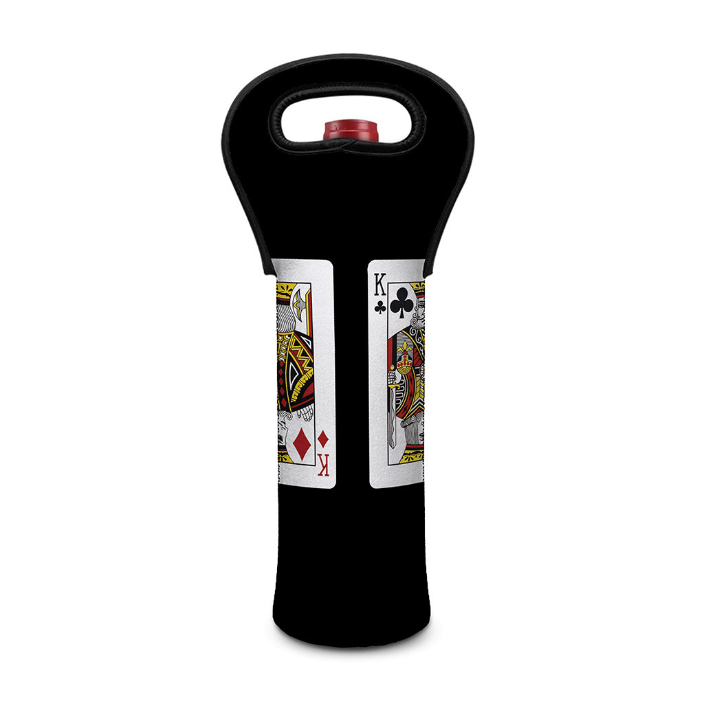 Four Kings Playing Cards Print Single Neoprene Wine Tote
