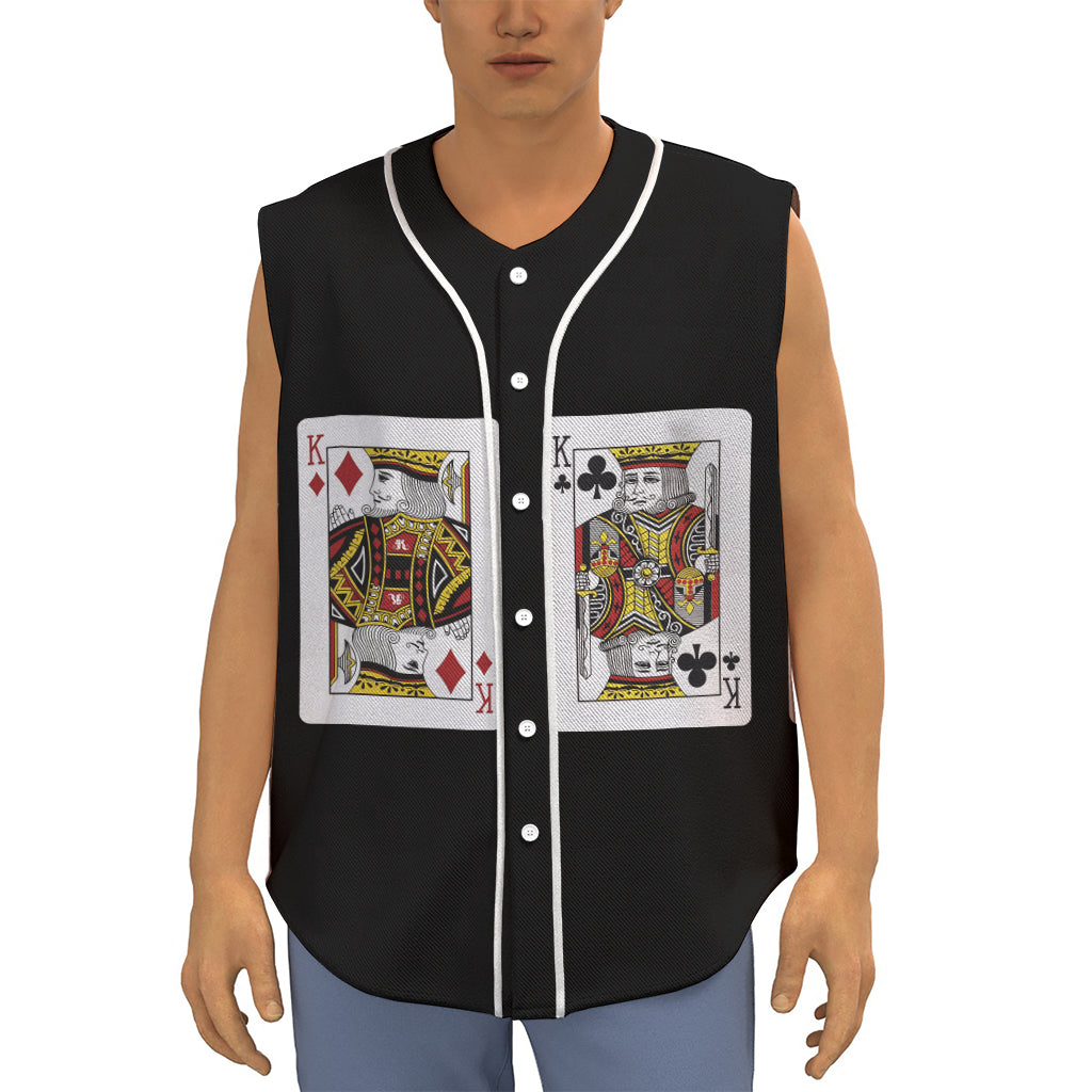 Four Kings Playing Cards Print Sleeveless Baseball Jersey