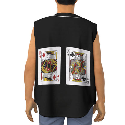 Four Kings Playing Cards Print Sleeveless Baseball Jersey