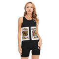 Four Kings Playing Cards Print Sleeveless One Piece Swimsuit