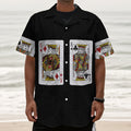 Four Kings Playing Cards Print Textured Short Sleeve Shirt