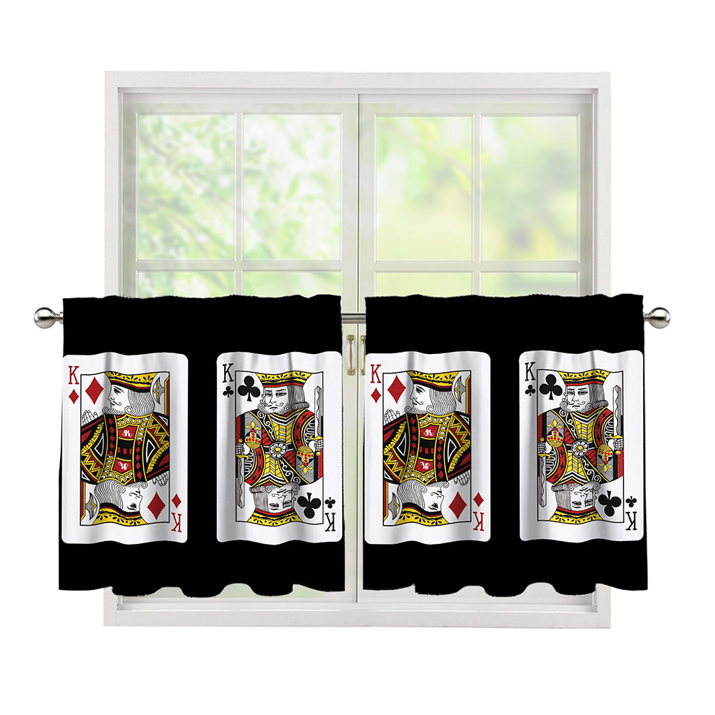 Four Kings Playing Cards Print Tier Curtains
