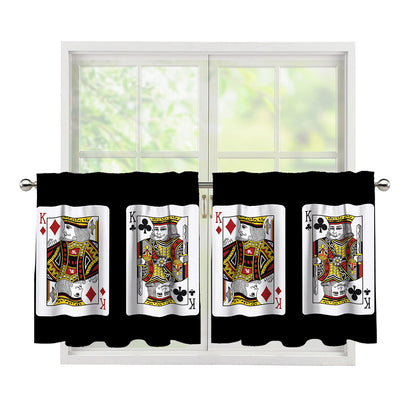 Four Kings Playing Cards Print Tier Curtains