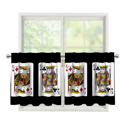 Four Kings Playing Cards Print Tier Curtains