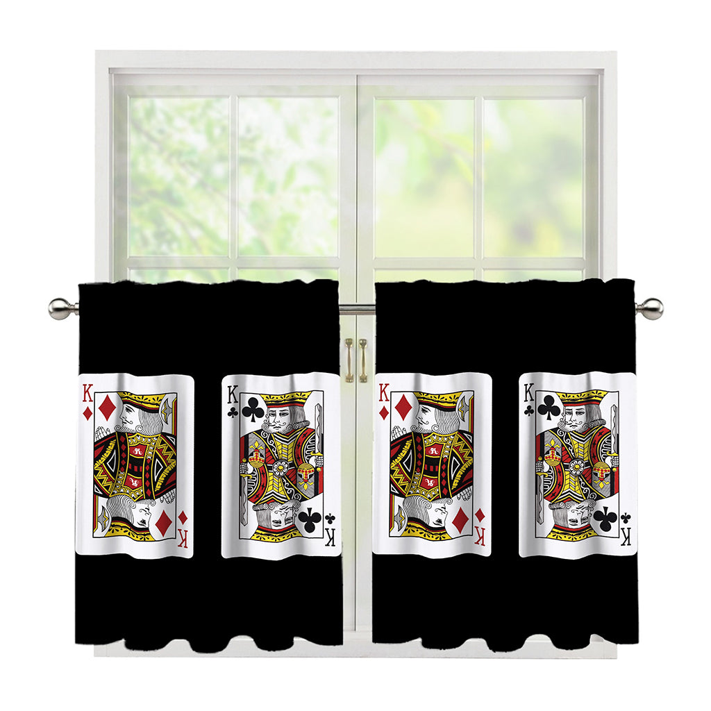 Four Kings Playing Cards Print Tier Curtains