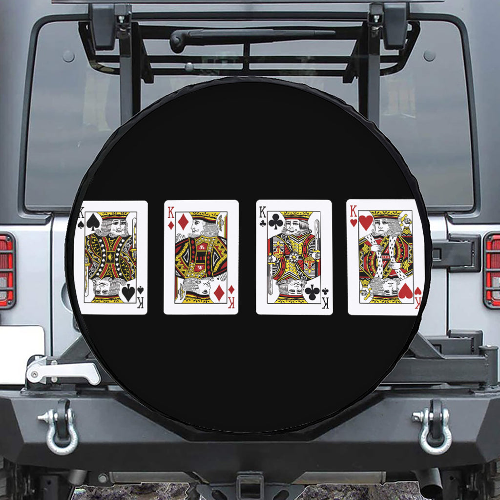Four Kings Playing Cards Print Tire Cover