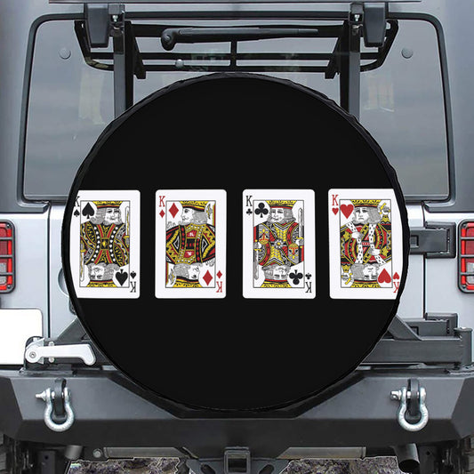 Four Kings Playing Cards Print Tire Cover
