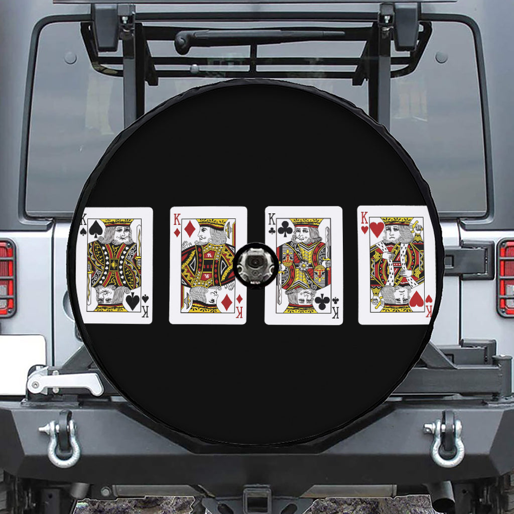 Four Kings Playing Cards Print Tire Cover With Camera Hole