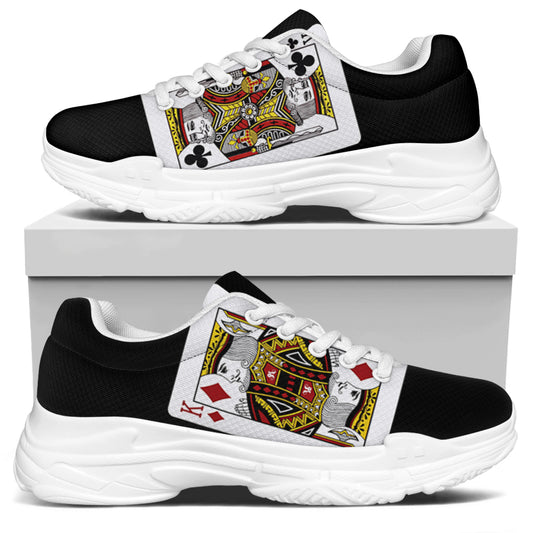 Four Kings Playing Cards Print White Chunky Shoes