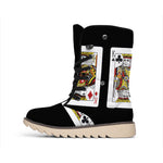 Four Kings Playing Cards Print Winter Boots