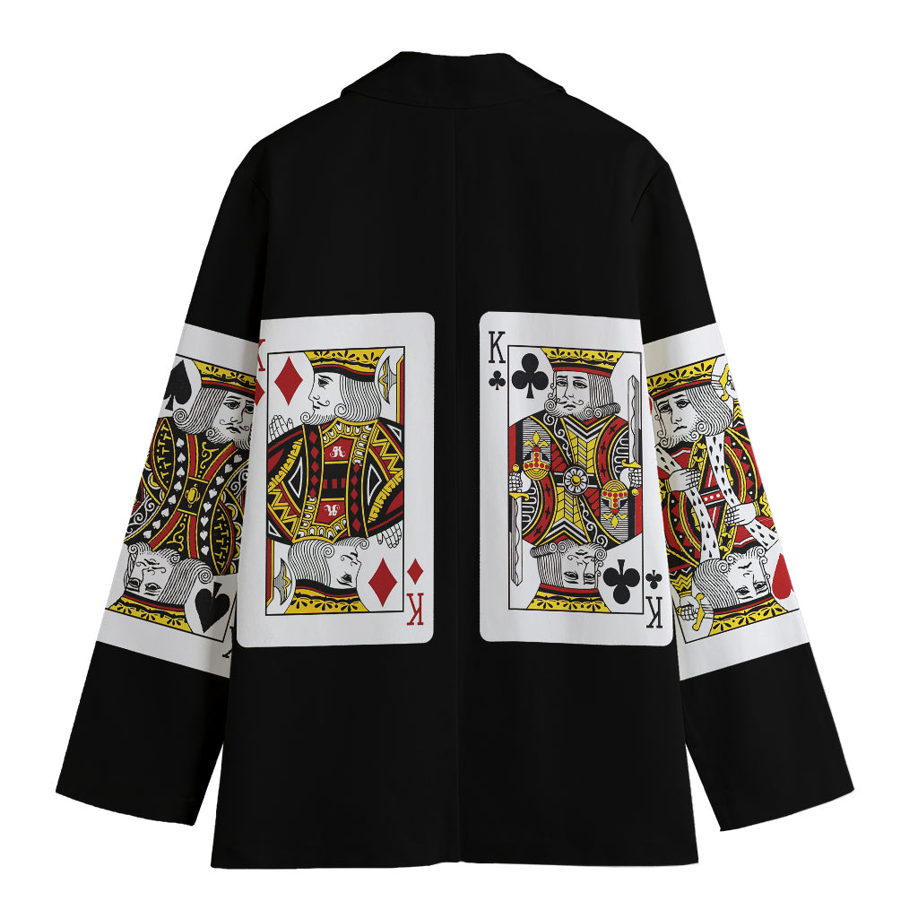 Four Kings Playing Cards Print Women's Blazer