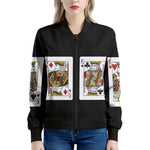Four Kings Playing Cards Print Women's Bomber Jacket