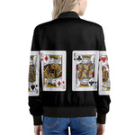 Four Kings Playing Cards Print Women's Bomber Jacket