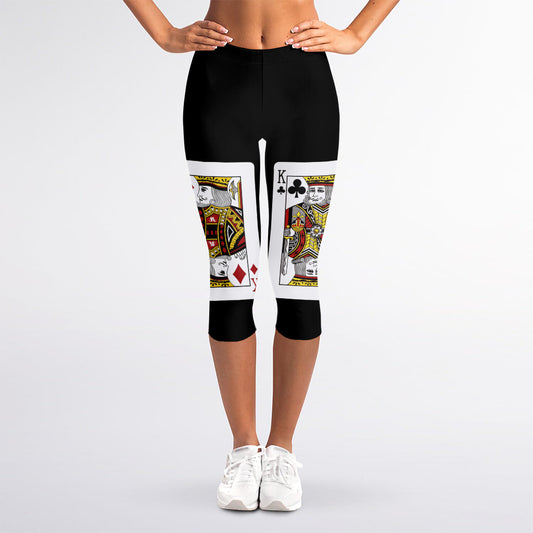 Four Kings Playing Cards Print Women's Capri Leggings