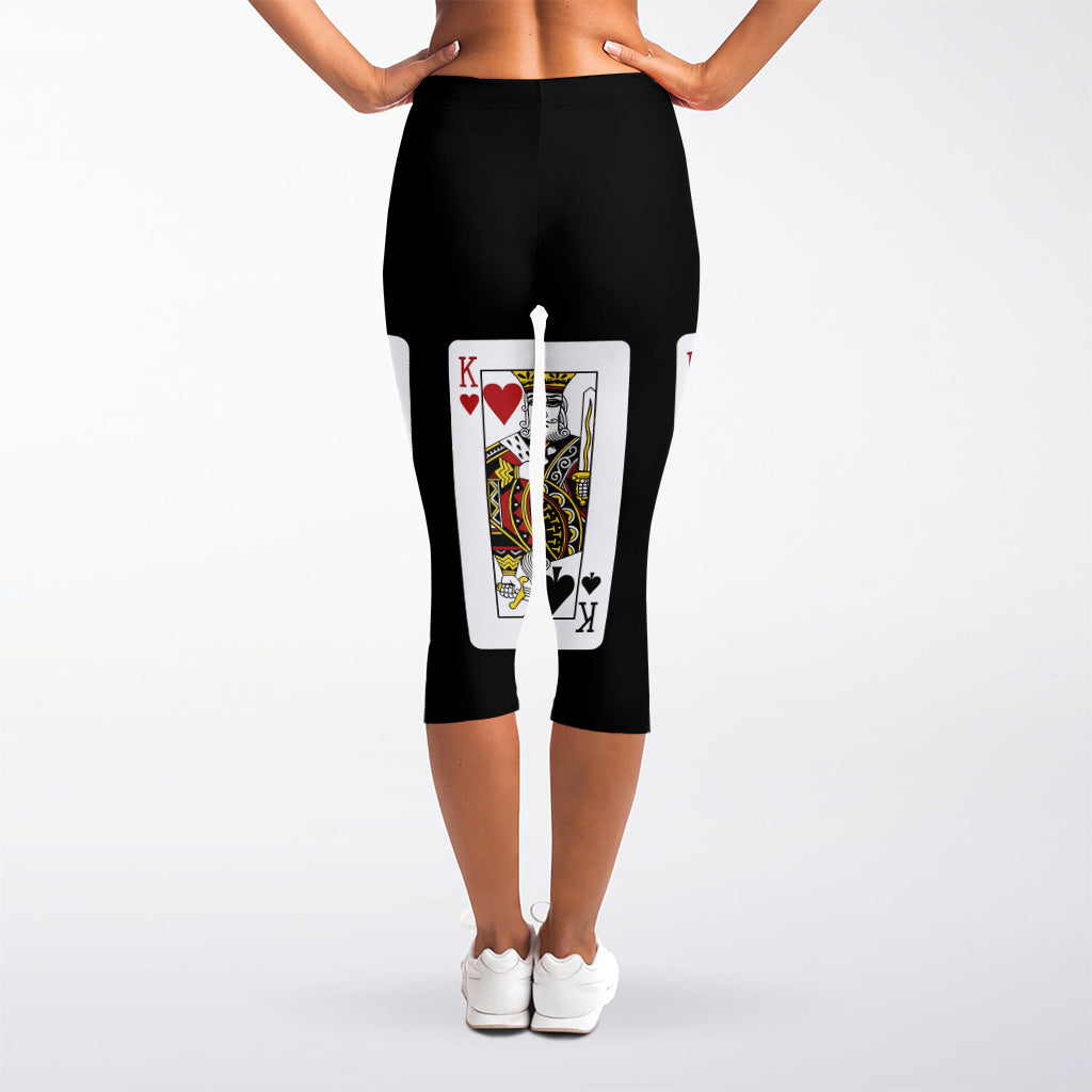 Four Kings Playing Cards Print Women's Capri Leggings