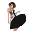 Four Kings Playing Cards Print Sleeveless Knee Length Dress
