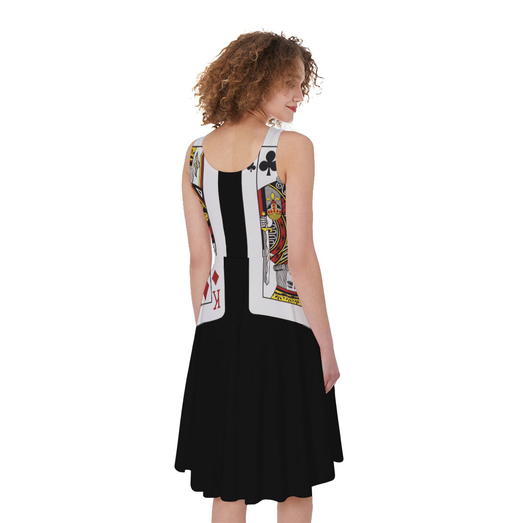 Four Kings Playing Cards Print Women's Sleeveless Dress