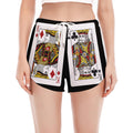 Four Kings Playing Cards Print Women's Split Running Shorts