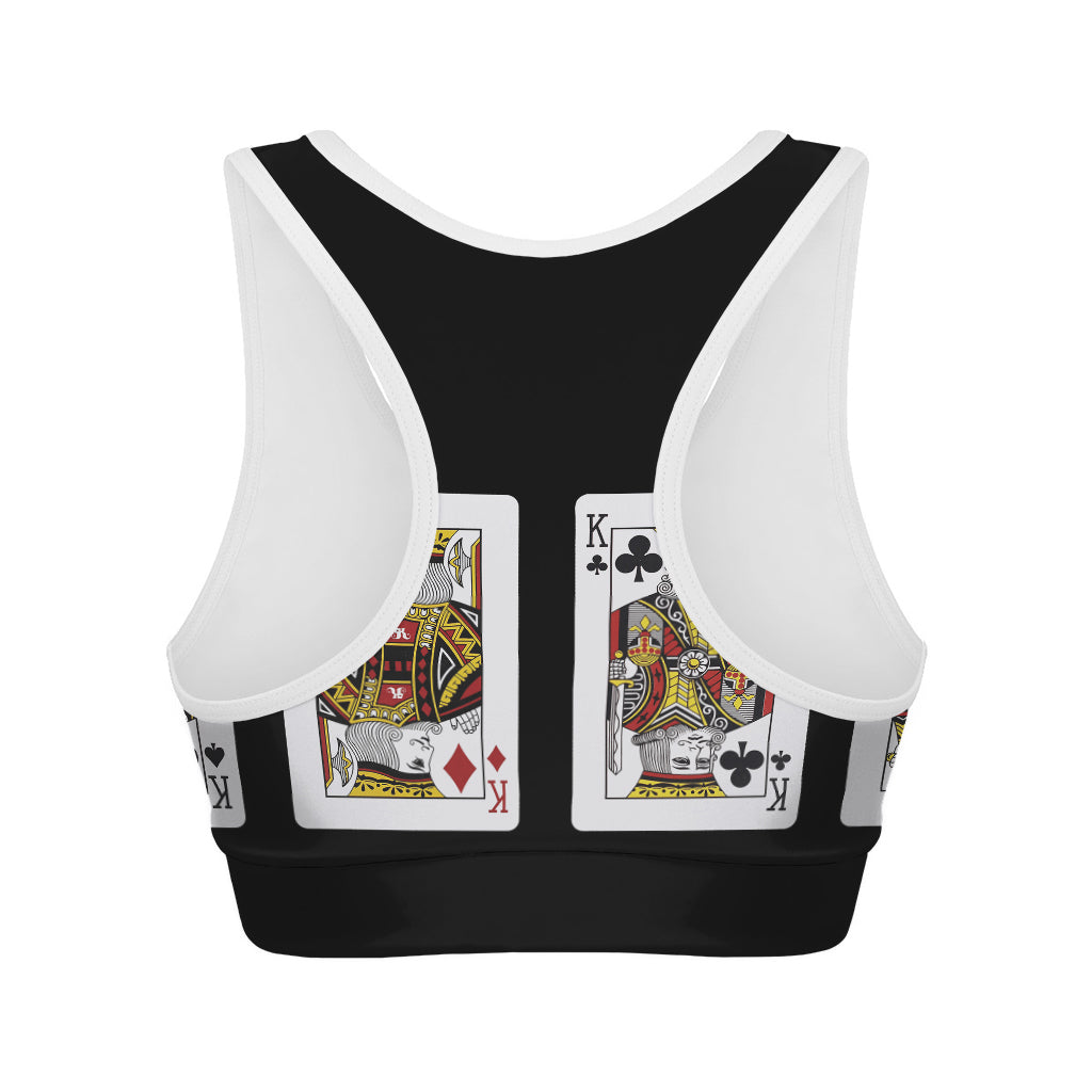 Four Kings Playing Cards Print Women's Sports Bra