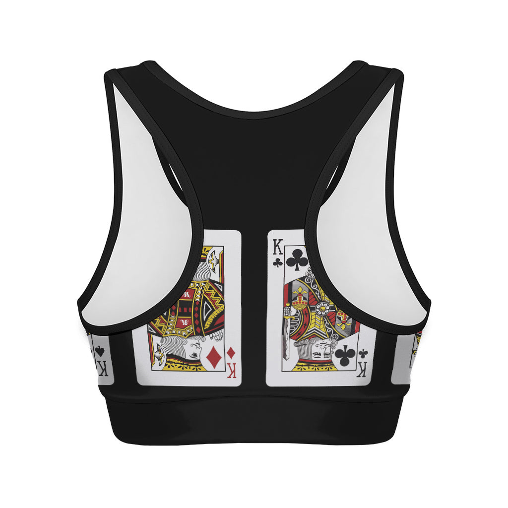 Four Kings Playing Cards Print Women's Sports Bra