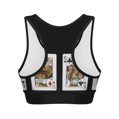 Four Kings Playing Cards Print Women's Sports Bra