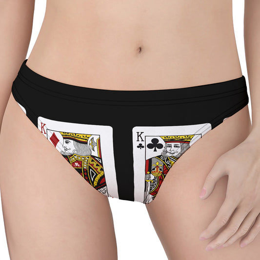 Four Kings Playing Cards Print Women's Thong