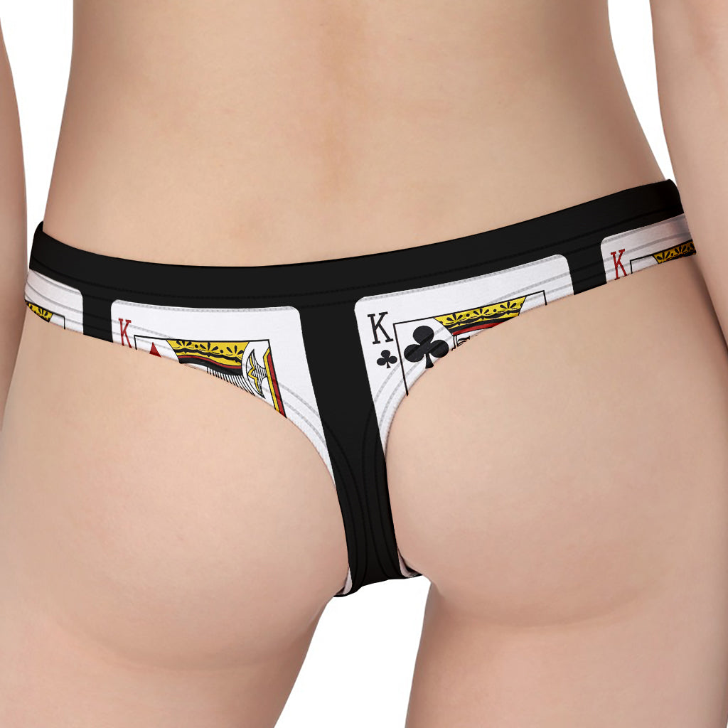 Four Kings Playing Cards Print Women's Thong