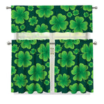 Four-Leaf Clover St. Patrick's Day Print 3 Piece Kitchen Curtains