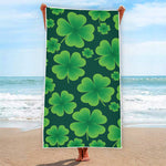 Four-Leaf Clover St. Patrick's Day Print Beach Towel