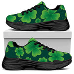 Four-Leaf Clover St. Patrick's Day Print Black Chunky Shoes