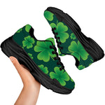 Four-Leaf Clover St. Patrick's Day Print Black Chunky Shoes