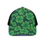 Four-Leaf Clover St. Patrick's Day Print Black Mesh Trucker Cap