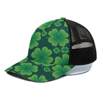 Four-Leaf Clover St. Patrick's Day Print Black Mesh Trucker Cap