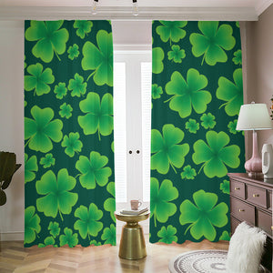 Four-Leaf Clover St. Patrick's Day Print Blackout Pencil Pleat Curtains