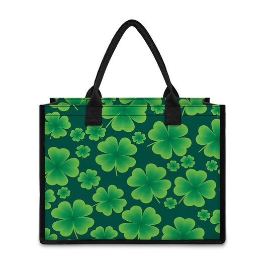 Four-Leaf Clover St. Patrick's Day Print Canvas Tote Bag