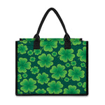 Four-Leaf Clover St. Patrick's Day Print Canvas Tote Bag