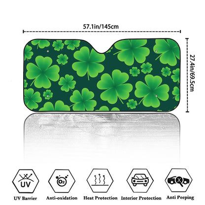 Four-Leaf Clover St. Patrick's Day Print Car Windshield Sun Shade