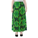 Four-Leaf Clover St. Patrick's Day Print Chiffon Maxi Skirt