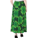 Four-Leaf Clover St. Patrick's Day Print Chiffon Maxi Skirt