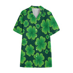 Four-Leaf Clover St. Patrick's Day Print Cotton Hawaiian Shirt