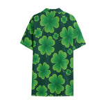Four-Leaf Clover St. Patrick's Day Print Cotton Hawaiian Shirt
