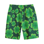 Four-Leaf Clover St. Patrick's Day Print Cotton Shorts