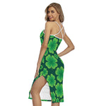 Four-Leaf Clover St. Patrick's Day Print Cross Back Cami Dress